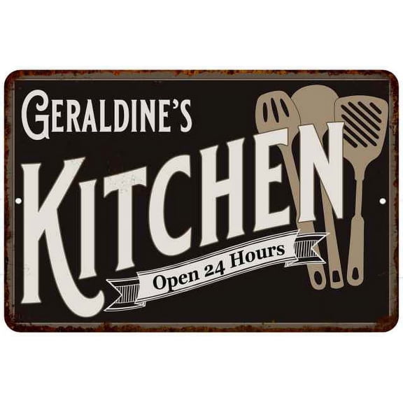 Geraldine's Kitchen Sign Metal Wall 8 x 12 Matte Finish Metal 108120019164