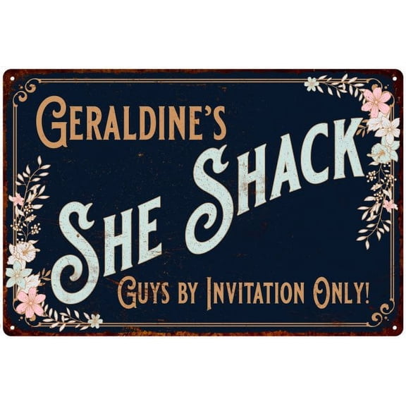 Geraldine's SHE SHACK Sign Metal Wall Decor 8 x 12 High Gloss Metal 208120060164