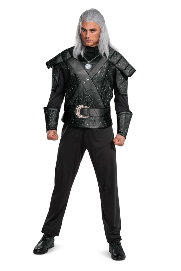 mens Geralt of Rivia for Men, Official Witcher Outfit and Faux Armor Adult Sized Costumes, As Shown, Men s Size Extra Large 50-52 US