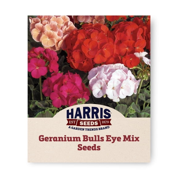 Harris Seeds Geranium Bulls Eye Mix F1 Seeds, Dark Foliage Geranium, Annual, 100 Count