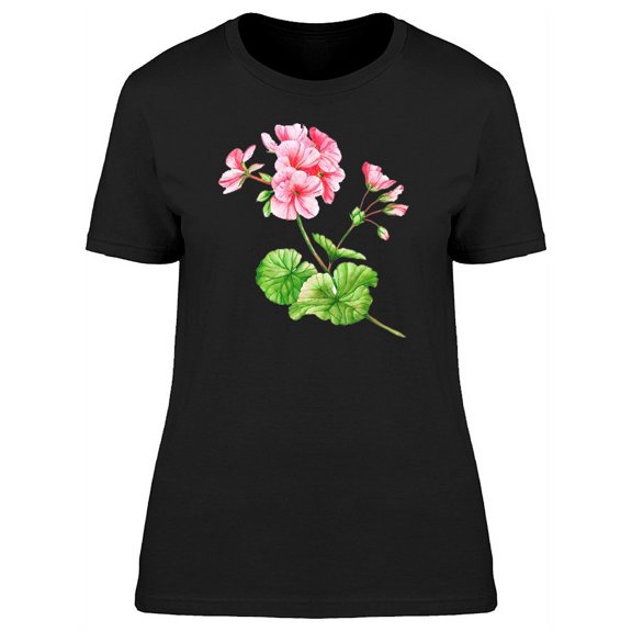 Geranium Flower Watercolor T-Shirt Women -Image by Shutterstock, Female Large