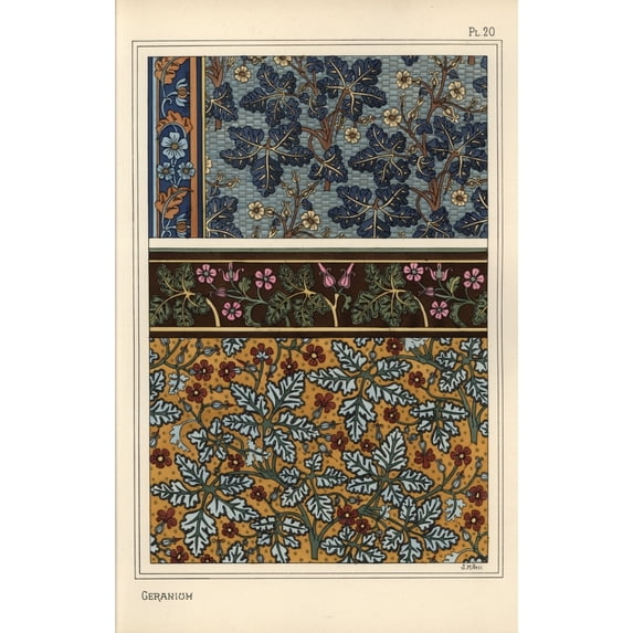 Geranium Motifs In Patterns For Wallpaper And Fabric Poster Print By ?? Florilegius Mary Evans