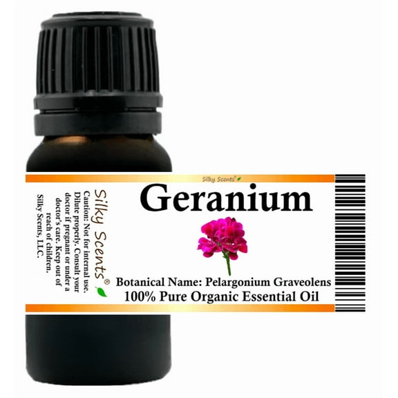 Geranium Organic Essential Oil 5 ml (1/6 fl oz) - 100% Pure and Natural by Silky Scents