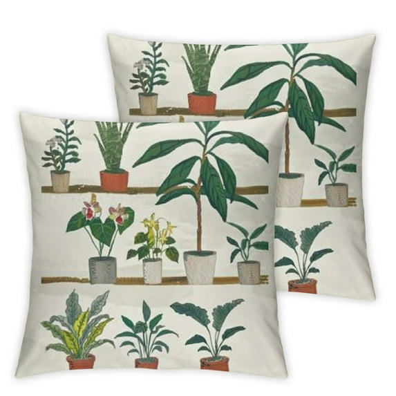Geranium Pillow Sham, Botanical Theme with Aloe Indoor Houseplants Spider Plant Dragon Tree Calathea, Decorative Standard King Size Printed Pillowcase, , Multicolor