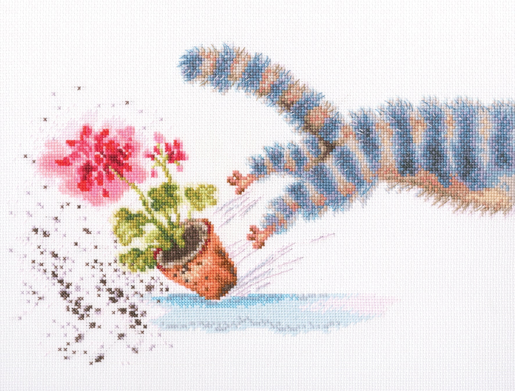 Geranium on the window sill... M841 Counted Cross Stitch Kit