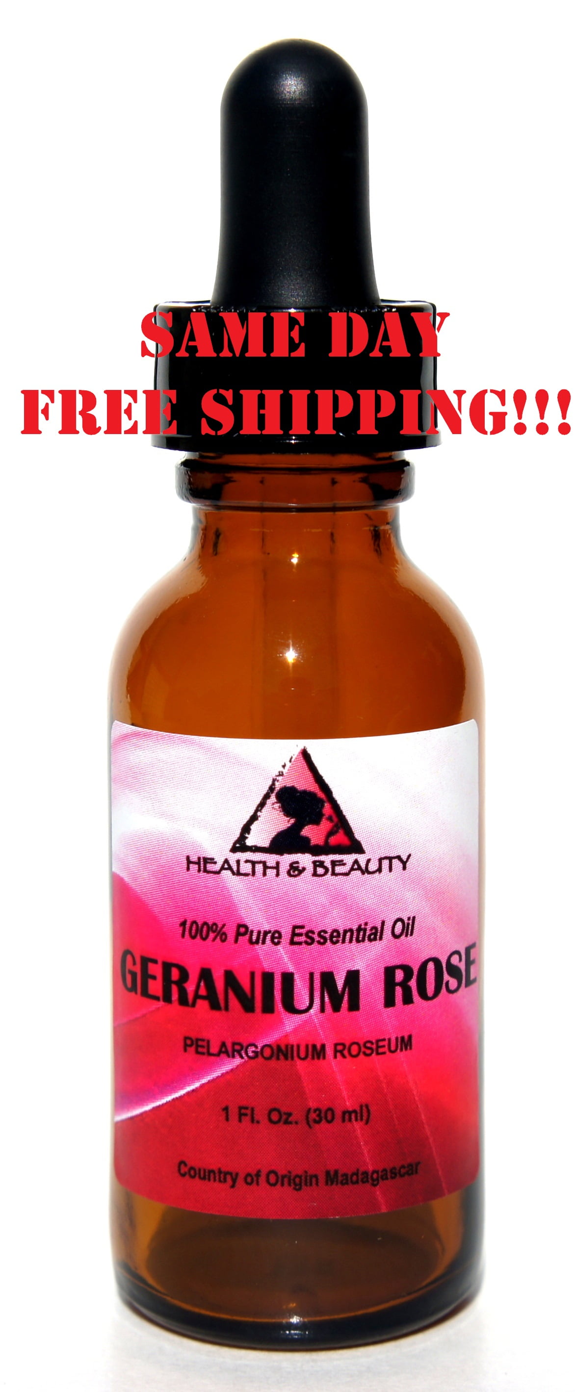Geranium rose essential oil aromatherapy 100% pure natural dropper 1.0 oz 30ml