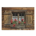 thumbnail image 1 of Geraniums Cutting Board, Window with Shutters of Old Wooden Hut Designed with Flowers, Decorative Tempered Glass Cutting and Serving Board, Large Size, Sand Brown Umber, by Ambesonne, 1 of 1