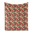 thumbnail image 1 of Geraniums Soft Flannel Fleece Throw Blanket, Hand Drawing Victorian Style Flowers with Branches and Leaves Print, Cozy Plush for Indoor and Outdoor Use, 50" x 70", Black and Multicolor, by Ambesonne, 1 of 6