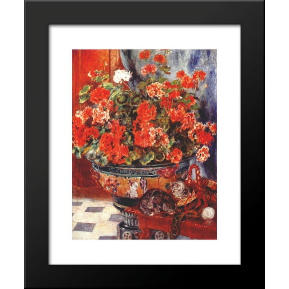 Geraniums and Cats 20x24 Framed Art Print by Renoir, Pierre Auguste
