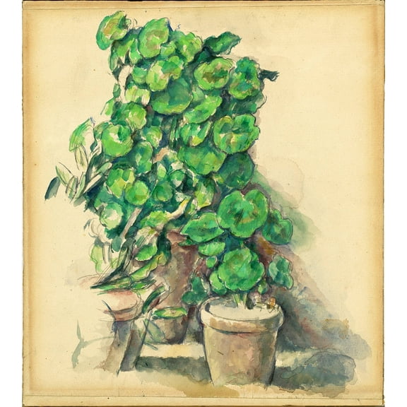 Geraniums by Paul Cezanne - 12" x 18" Art Print Wall Decor