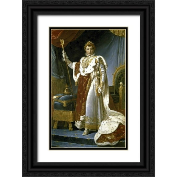 Gerard, Francois Pascal Simon 10x14 Black Ornate Wood Framed with Double Matting Museum Art Print Titled - Napoleon in Royal Costume - Napoleon en Costume de Sacre