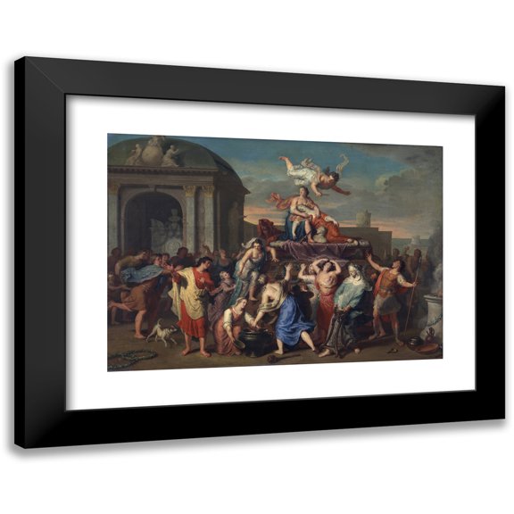 Gerard Hoet 14x11 Black Modern Framed Museum Art Print Titled - Death of Dido (1663 - 1733)