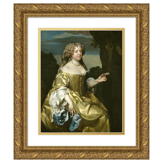 Gerard Soest 12x14 Gold Ornate Wood Frame and Double Matted Museum Art Print Titled - Lady Borlase (C. 1672-1675)