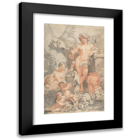 Gerard de Lairesse 17x24 Black Modern Framed Museum Art Print Titled - Arcadian Scene with Bacchus