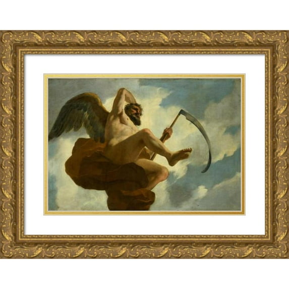 Gerard de Lairesse 24x18 Gold Ornate Framed and Double Matted Museum Art Print Titled - Saturn; Allegorical Representation of the Care of Lepers and Silly (1665 - 1685)