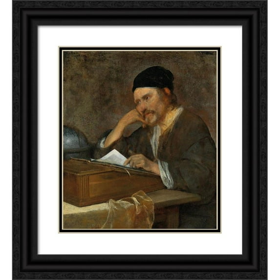 Gerard ter Borch 15x17 Black Ornate Wood Framed Double Matted Museum Art Print Titled - The Philosopher Heraclitus