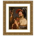 thumbnail image 1 of Gerard van Honthorst 12x14 Gold Ornate Wood Frame and Double Matted Museum Art Print Titled - A Merry Violinist Holding a Roemer, 1 of 4
