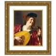 thumbnail image 1 of Gerard van Honthorst 12x14 Gold Ornate Wood Frame and Double Matted Museum Art Print Titled - A Woman Tuning a Lute (1624), 1 of 4
