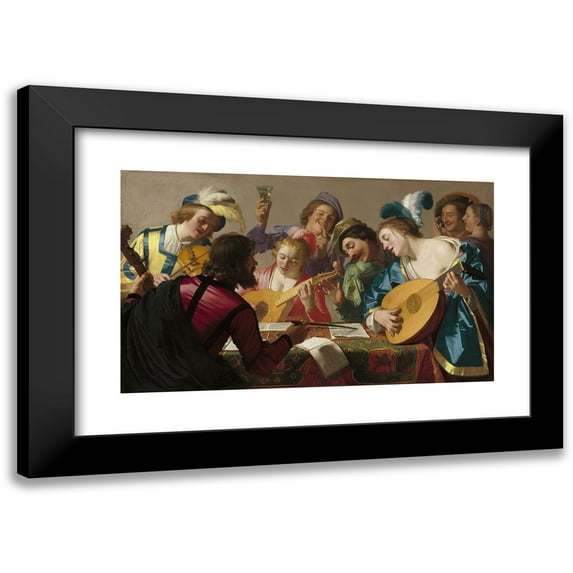 Gerard van Honthorst 14x10 Black Modern Framed Museum Art Print Titled - The Concert (1623)