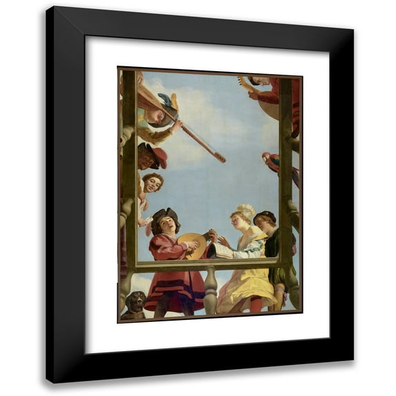 Gerard van Honthorst 18x24 Black Modern Framed Museum Art Print Titled - Musical Group on a Balcony (1622)