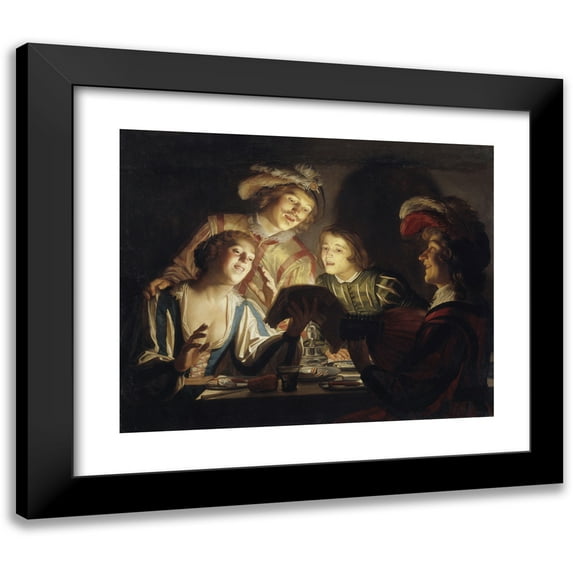 Gerard van Honthorst 24x20 Black Modern Framed Museum Art Print Titled - Musical Group by Candlelight (1623)
