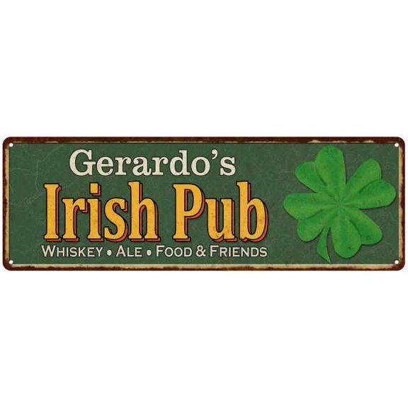 Gerardo's Irish Pub Metal Sign Bar Man Cave 6x18 106180010406
