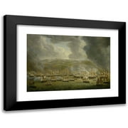 Gerardus Laurentius Keultjes 14x11 Black Modern Framed Museum Art Print Titled - The Attack of the Combined Anglo-Dutch Squadron on Algiers, 1816 (1817)
