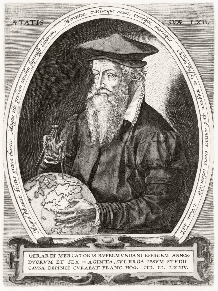 Gerardus Mercator 1512 To 1594 Flemish Cartographer After A 19Th Century Illustration Canvas Art - Ken Welsh Design Pics (12 x 16)