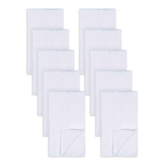 Gerber 10 Pack Prefold White Cloth Diapers - 14" x 20" Newborn Diapers – Soft, Absorbent 3-Ply 100% Cotton