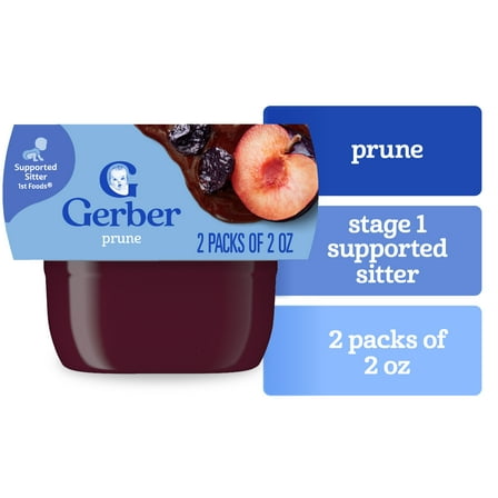 Gerber 1st Foods Baby Food, Prune, 2 oz Tubs (2 Pack)