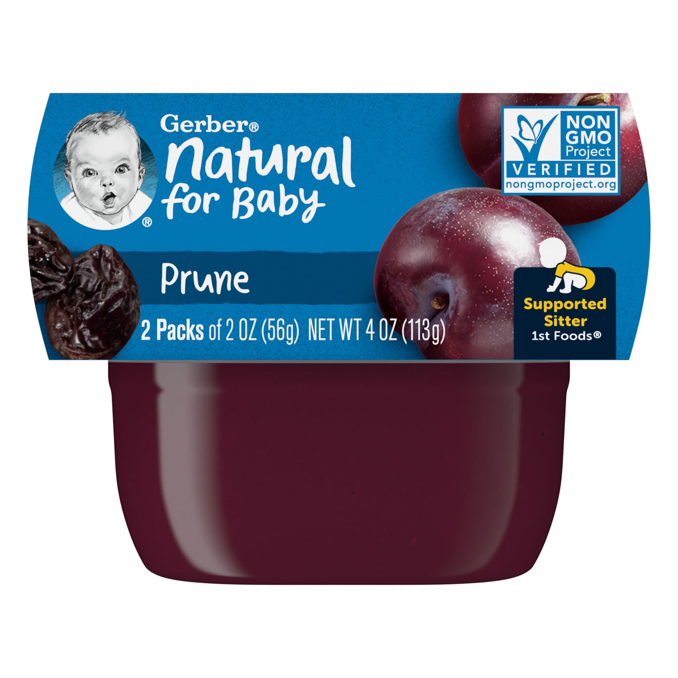 Gerber 1st Foods Baby Food, Prune, 2 oz Tubs 2 Pack