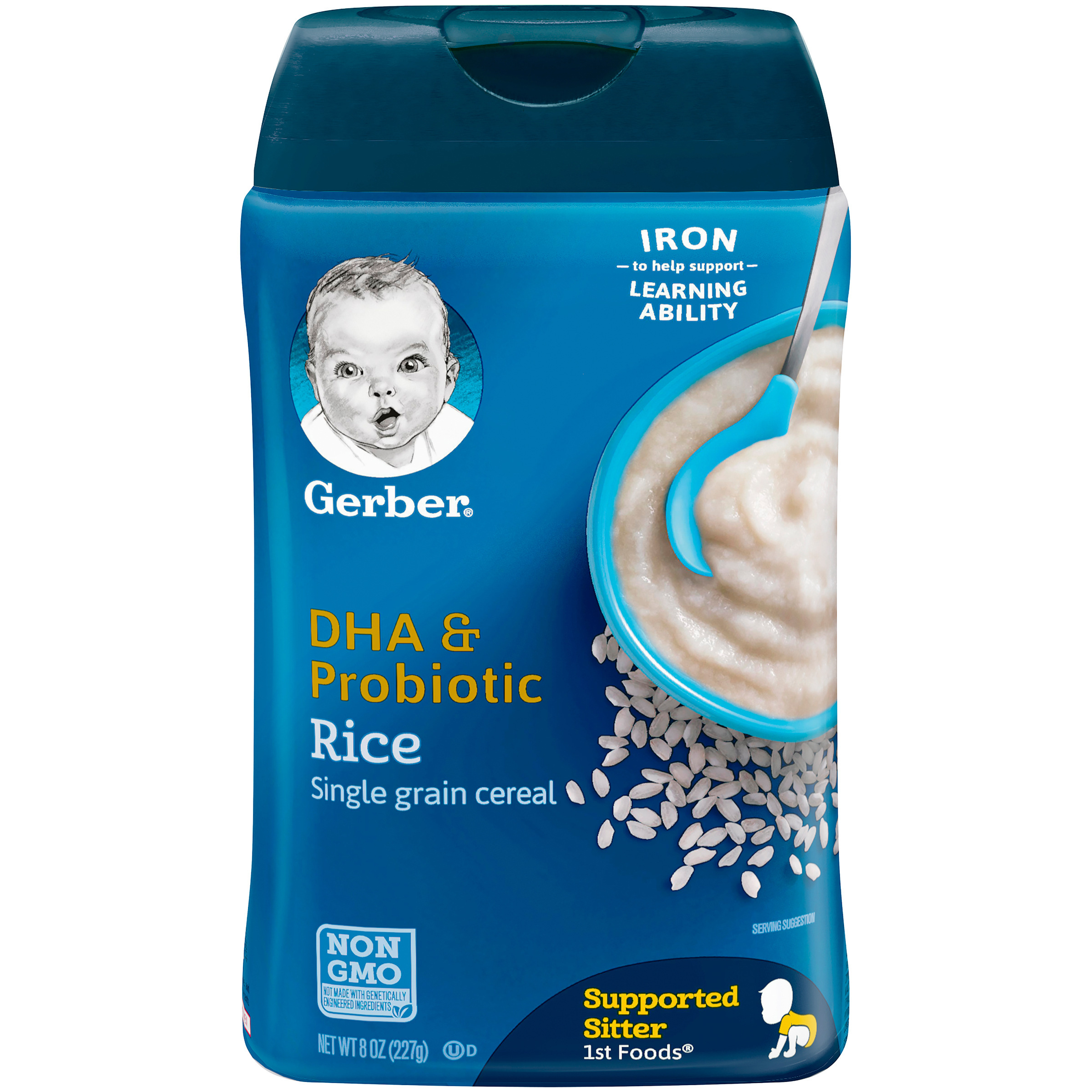 Gerber 1st Foods DHA and Probiotic Single-Grain Rice Baby Cereal, 8 oz. - image 1 of 2