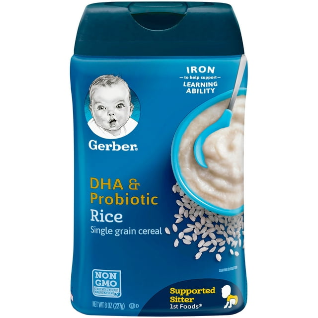 Gerber 1st Foods DHA and Probiotic Single-Grain Rice Baby Cereal, 8 oz.