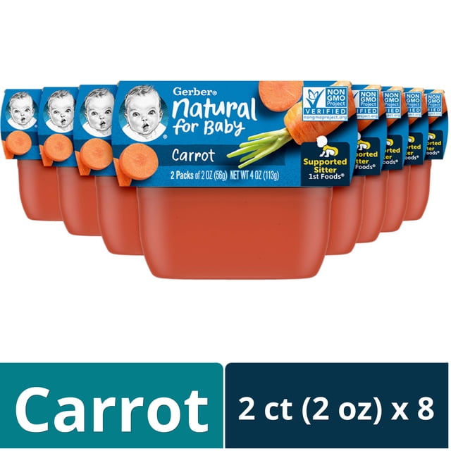Gerber 1st Foods Natural for Baby Baby Food, Carrot, 2 oz Tubs (16 Pack