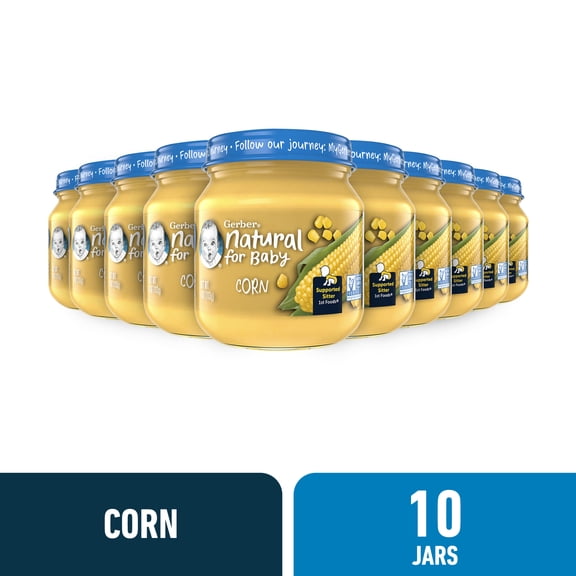 Gerber 1st Foods Natural for Baby Baby Food, Corn, 4 oz Jar (10 Pack)