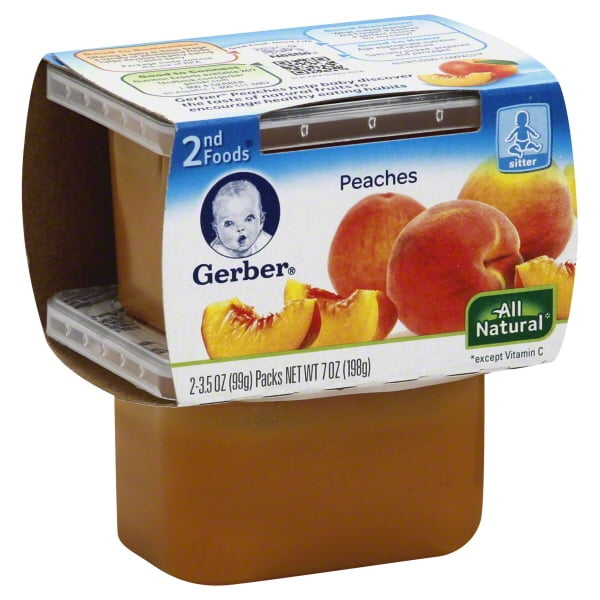 Gerber 2nd Foods All Natural Peaches Jar, 3.5 Oz., 2 Count