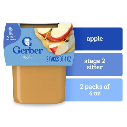 Gerber Stage 2 Baby Food, Apple Puree Tubs, Baby Puree 8 oz