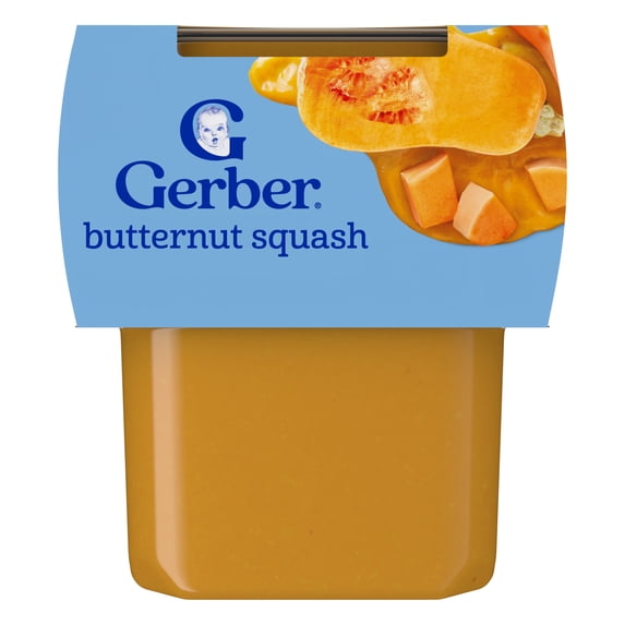 Gerber Stage 2 Baby Food, Butternut Squash Puree Tubs, Baby Puree 2PK 8 oz