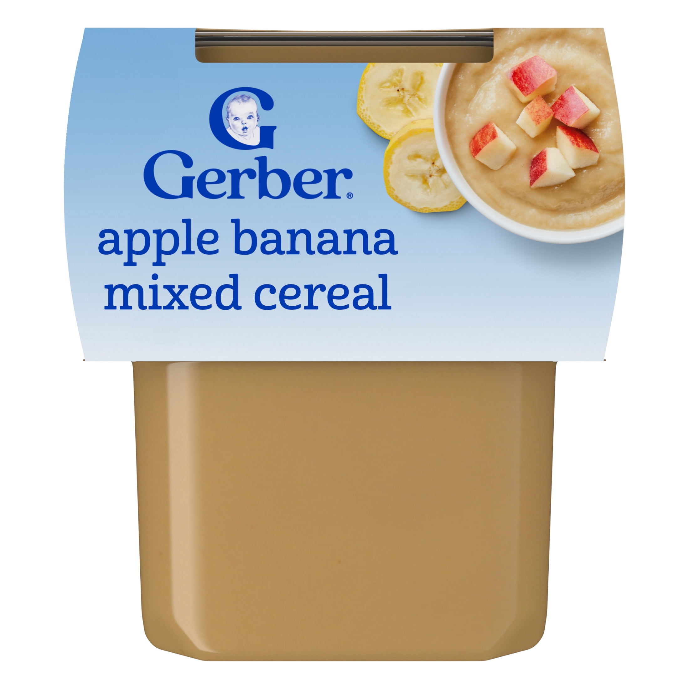 Gerber Stage 2 Baby Food, Apple Banana Mixed Cereal Puree Tubs, Baby Cereal 8 oz
