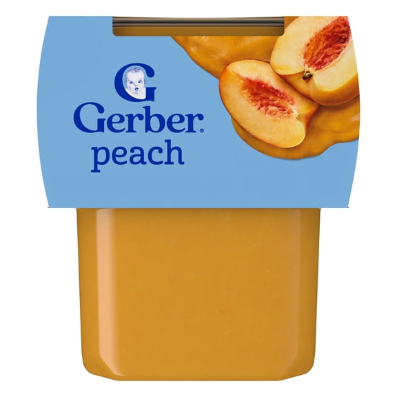 Gerber Stage 2 Baby Food, Peach Puree Tubs, Baby Puree, 2PK 8 oz