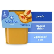 Gerber Stage 2 Baby Food, Peach Puree Tubs, Baby Puree, 2PK 8 oz