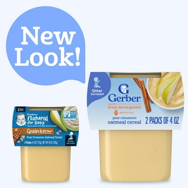 Gerber 2nd Foods Baby Food, Pear Cinnamon with Oatmeal, 4 oz Tubs (2 Pack)