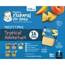 Gerber 2nd Foods Baby Food, Tropical Adventure Variety Pack, 2 oz Tubs (32 Pack)