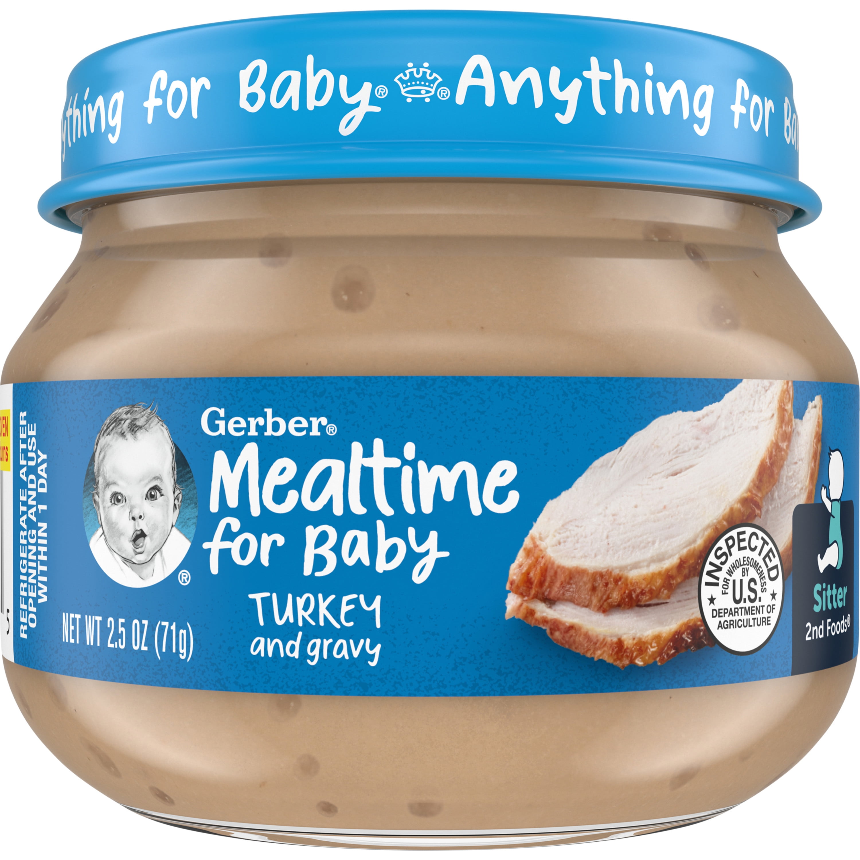 Gerber 2nd Foods Baby Food, Turkey and Gravy, Mealtime for Baby, 2.5 oz