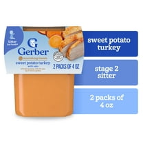 Gerber Stage 2 Baby Food, Sweet Potato Turkey with Oats Puree Tub, Baby Puree, 2PK 8 oz