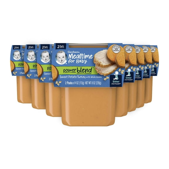 Gerber 2nd Foods Baby Foods, Sweet Potato & Turkey with Whole Grains, 4 oz Tub (16 Pack)