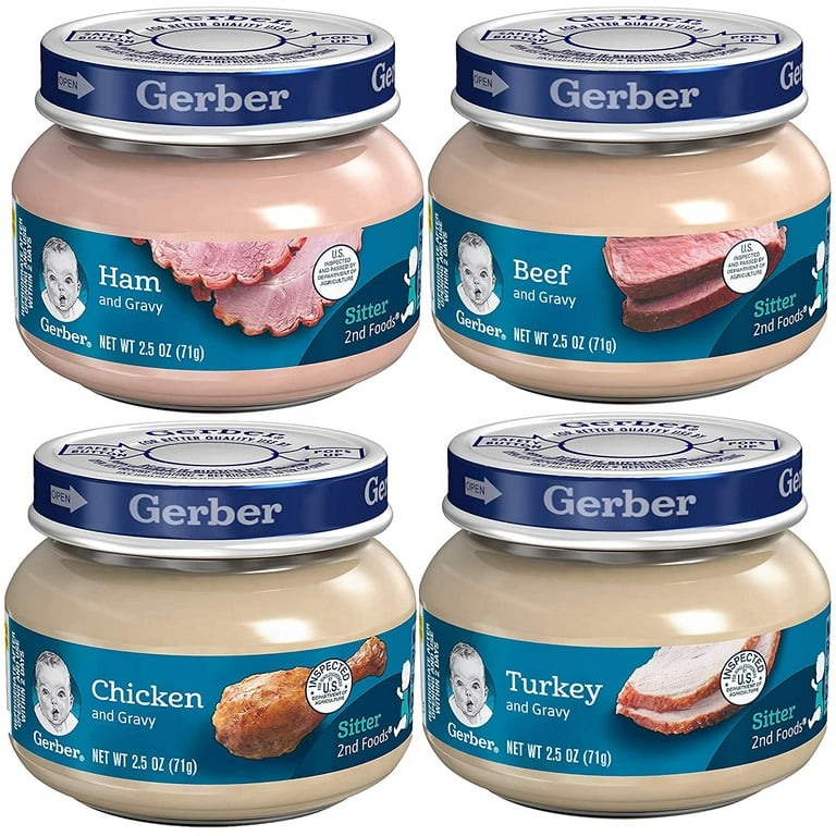 Gerber 2nd Foods Gravy Jars Variety Pack 3 Turkey 3 Ham 3