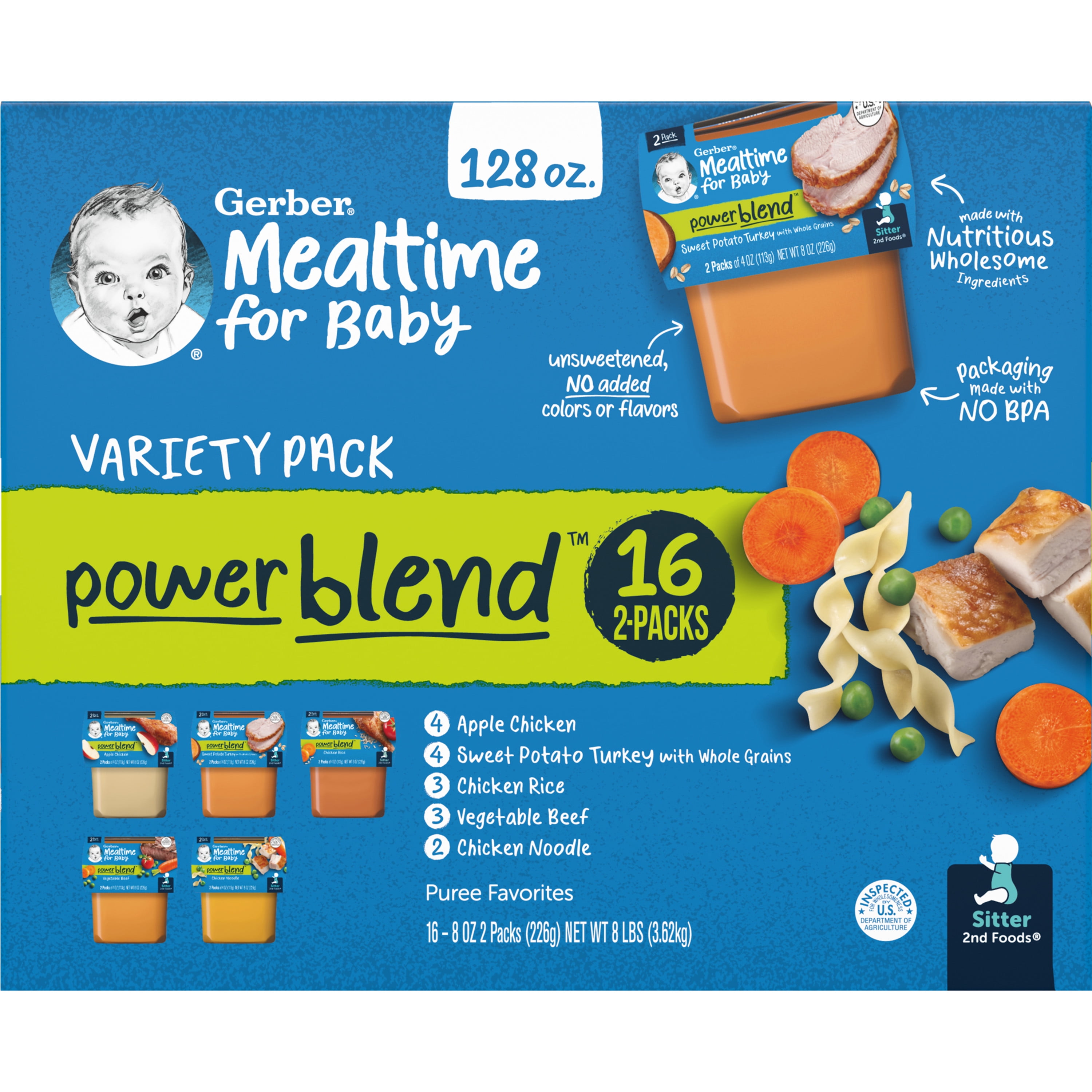 Gerber 2nd Foods Hearty Dinners Puree Favorites Baby Food, Variety Pack