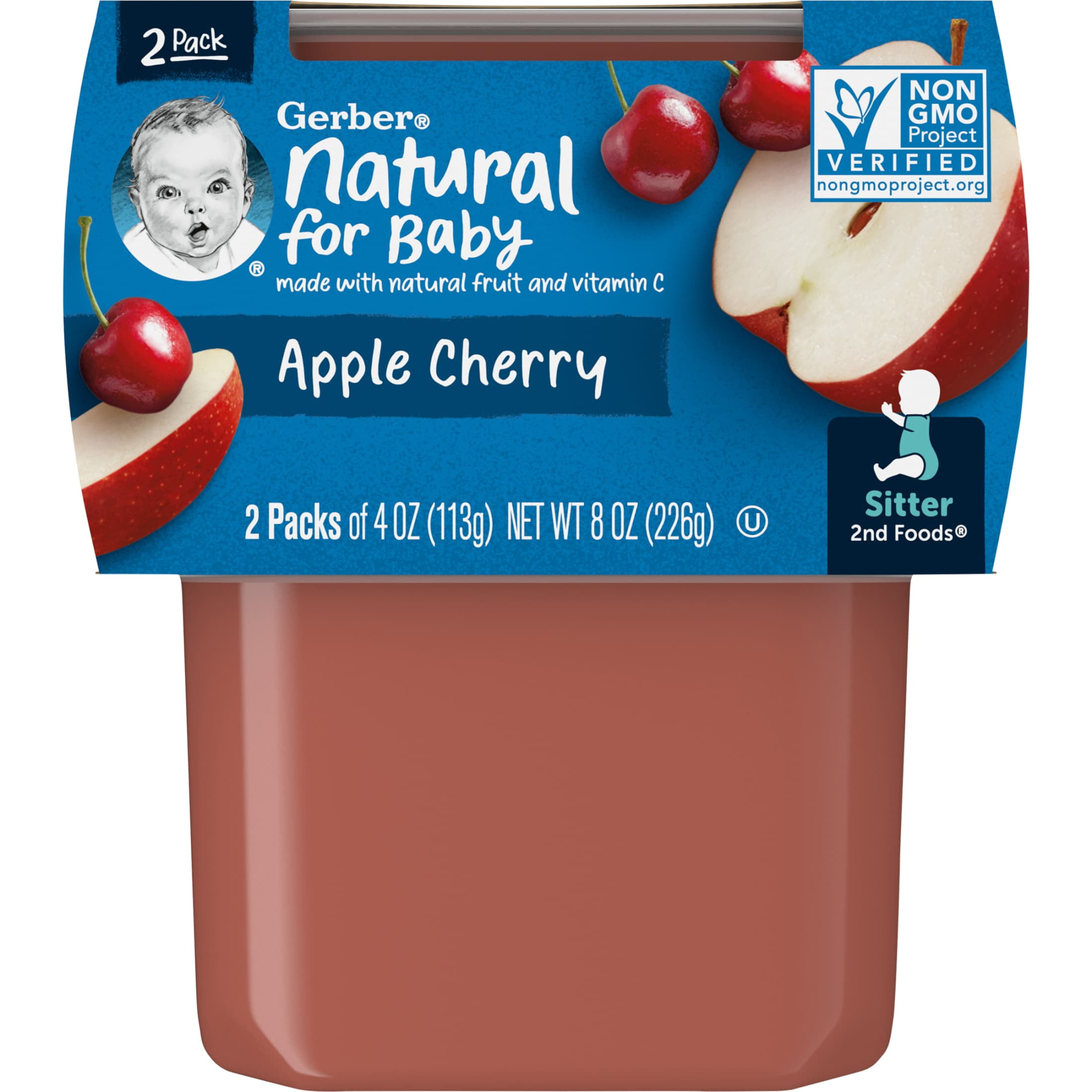 Stage 2 Baby Food, Apple Cherry, 4 oz Tubs (2 Pack)