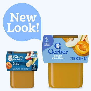 Gerber 2nd Foods Natural for Baby Baby Food, Apricot Mixed Fruit, 4 oz Tubs (2 Pack)